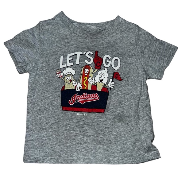 Majestic Kids Cleveland Indians T-shirt Hot Dog Peanut Ice Cream Popcorn 12 Mos - Picture 1 of 5
